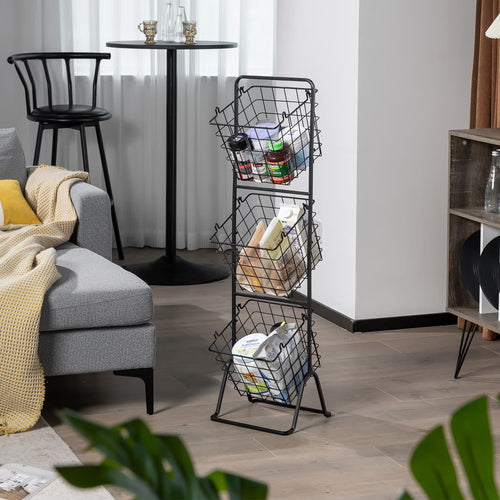 3-Tier Wire Fruit Basket Stand Kitchen Snack Vegetable Storage Organizer