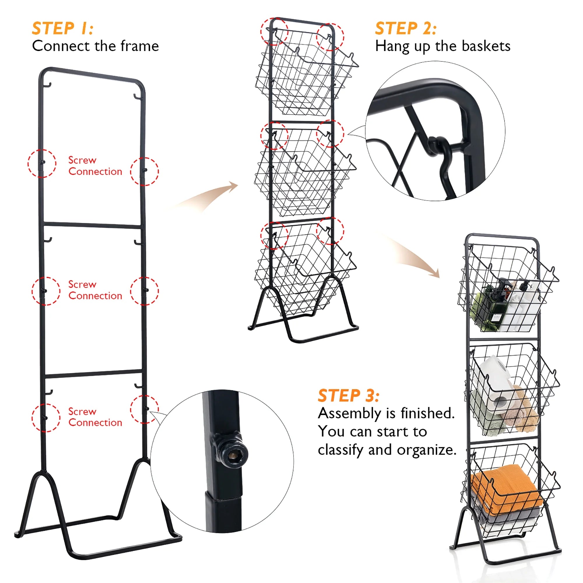 3-Tier Wire Fruit Basket Stand Kitchen Snack Vegetable Storage Organizer