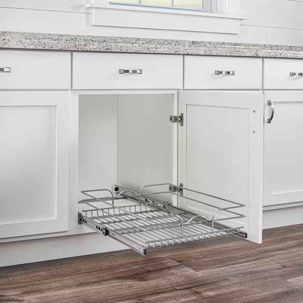 Silver Kitchen Cabinet Pull Out Shelf Organizer, 18 In. X 20 In.