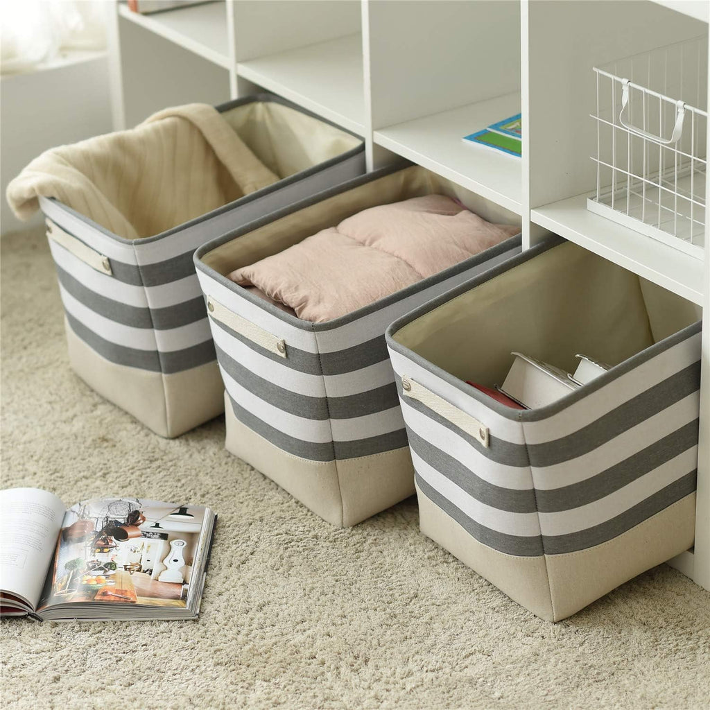 Extra Large Cube Storage Bins Baskets for Organizing, Sturdy Fabric Storage Basket Cube W/Handles, Decorative Foldable Storage Baskets for Shelves Closet Nursery Toy (3 Pack 16×12×12Inch)