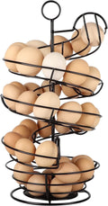 Egg Skelter, Spiral Design Egg Dispenser Rack Holder with Storage Basket for Countertop, Kitchen