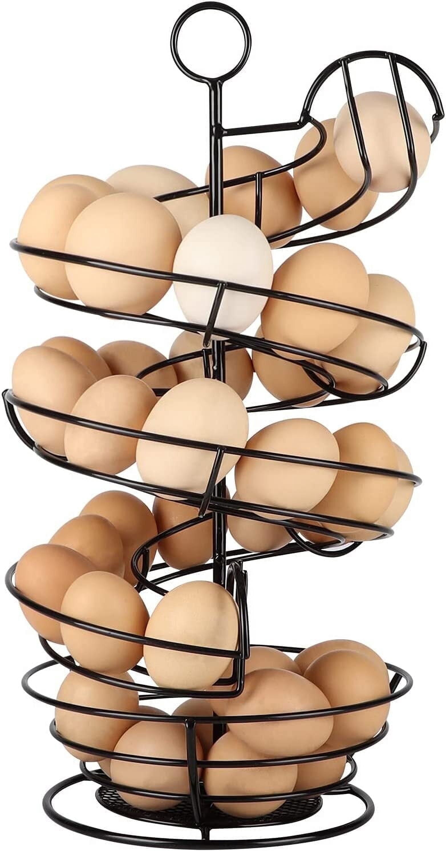 Egg Skelter, Spiral Design Egg Dispenser Rack Holder with Storage Basket for Countertop, Kitchen