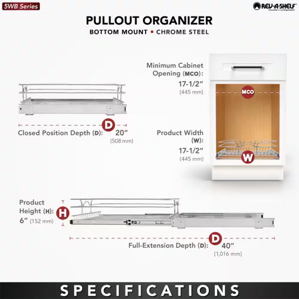 Silver Kitchen Cabinet Pull Out Shelf Organizer, 18 In. X 20 In.
