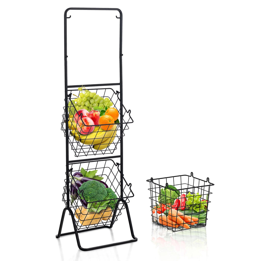 3-Tier Wire Fruit Basket Stand Kitchen Snack Vegetable Storage Organizer