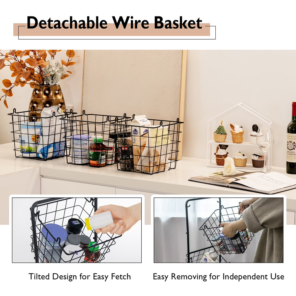 3-Tier Wire Fruit Basket Stand Kitchen Snack Vegetable Storage Organizer