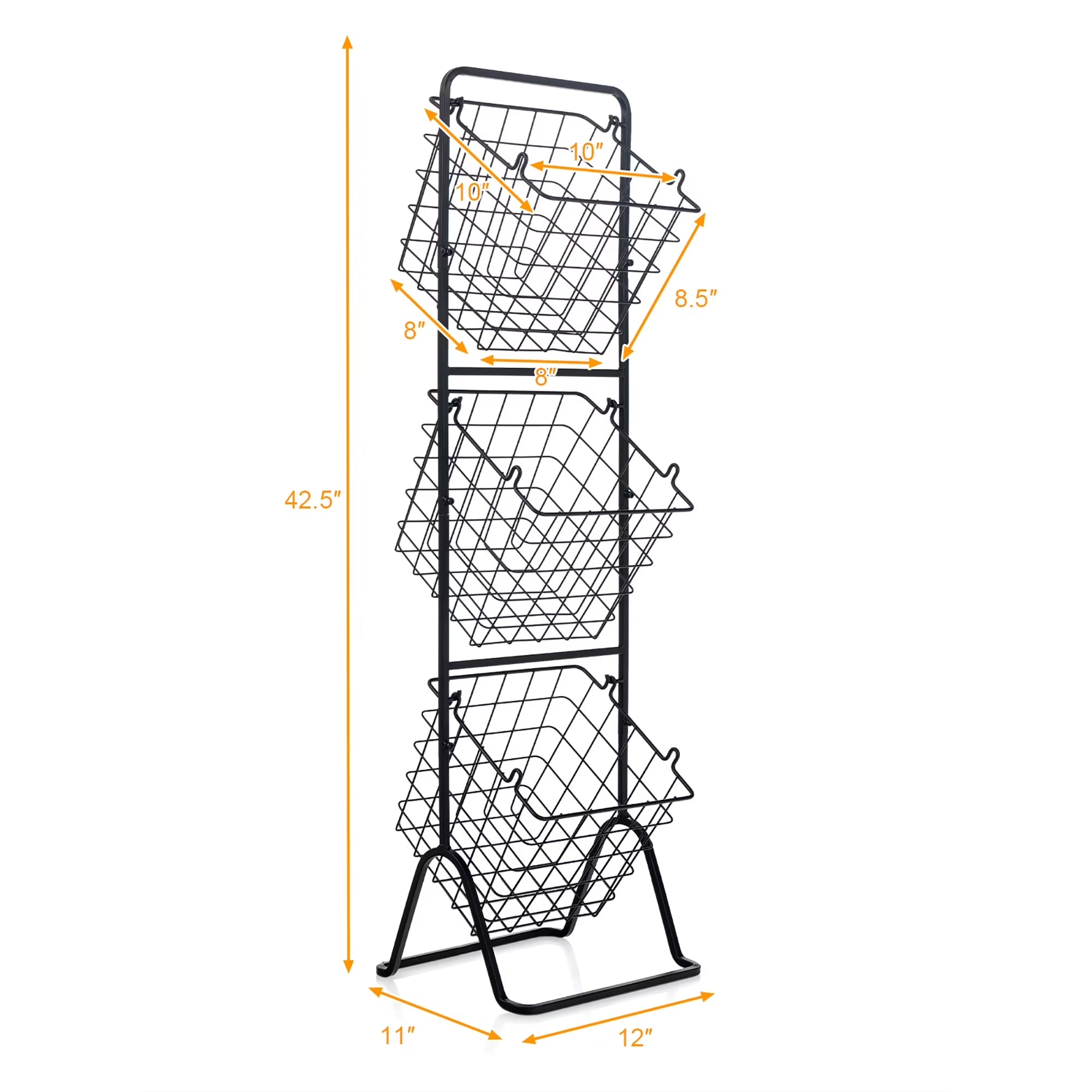 3-Tier Wire Fruit Basket Stand Kitchen Snack Vegetable Storage Organizer