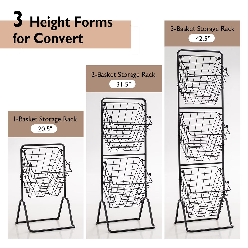 3-Tier Wire Fruit Basket Stand Kitchen Snack Vegetable Storage Organizer