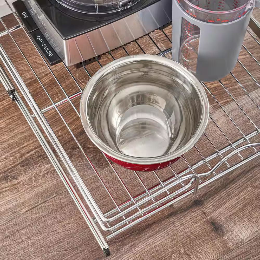 Silver Kitchen Cabinet Pull Out Shelf Organizer, 18 In. X 20 In.