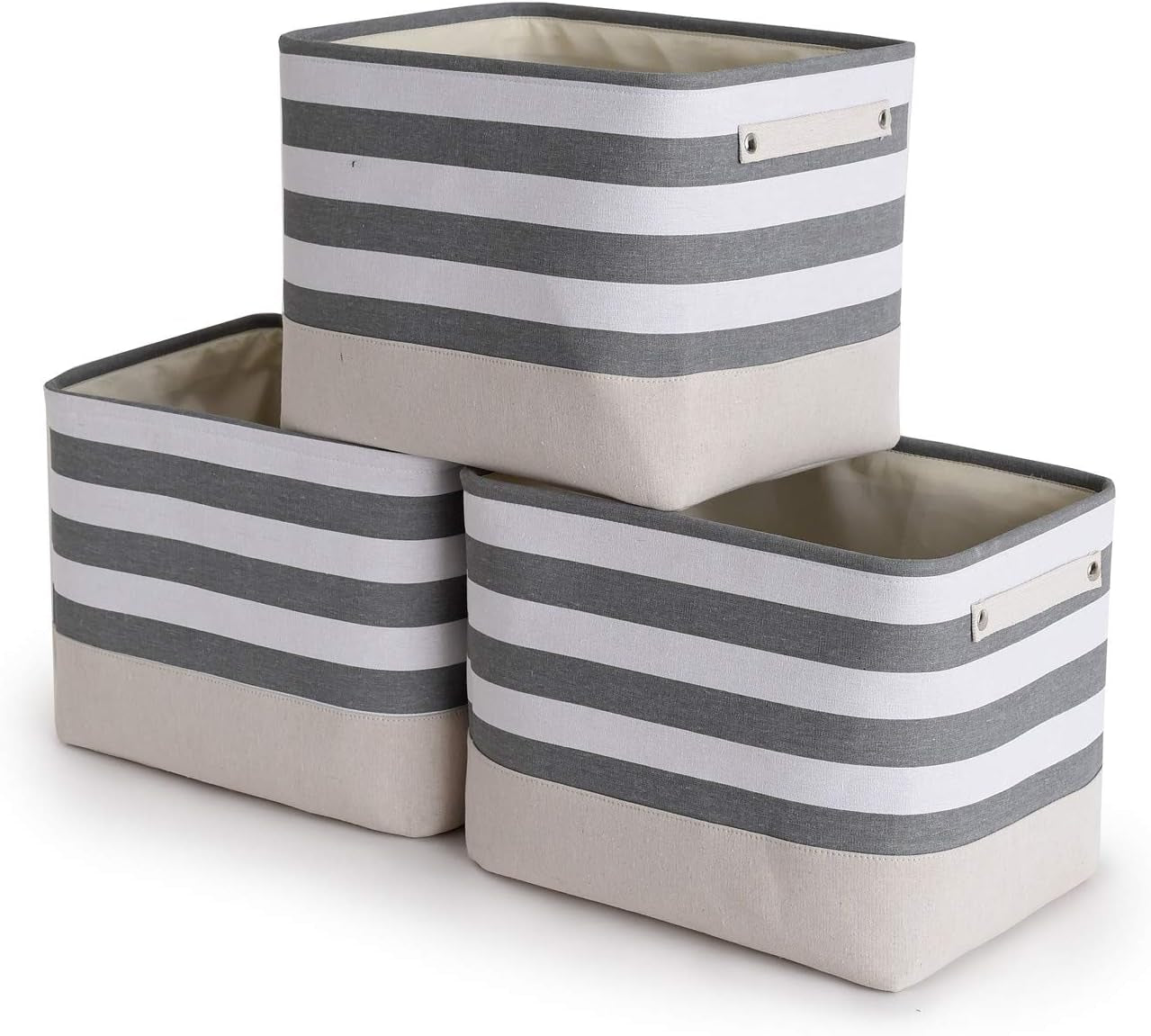 Extra Large Cube Storage Bins Baskets for Organizing, Sturdy Fabric Storage Basket Cube W/Handles, Decorative Foldable Storage Baskets for Shelves Closet Nursery Toy (3 Pack 16×12×12Inch)